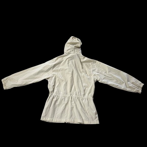 Vintage Windbreaker Jacket 1990s Northern Reflections Beige M Embroidered Tulips - Picture 3 of 9